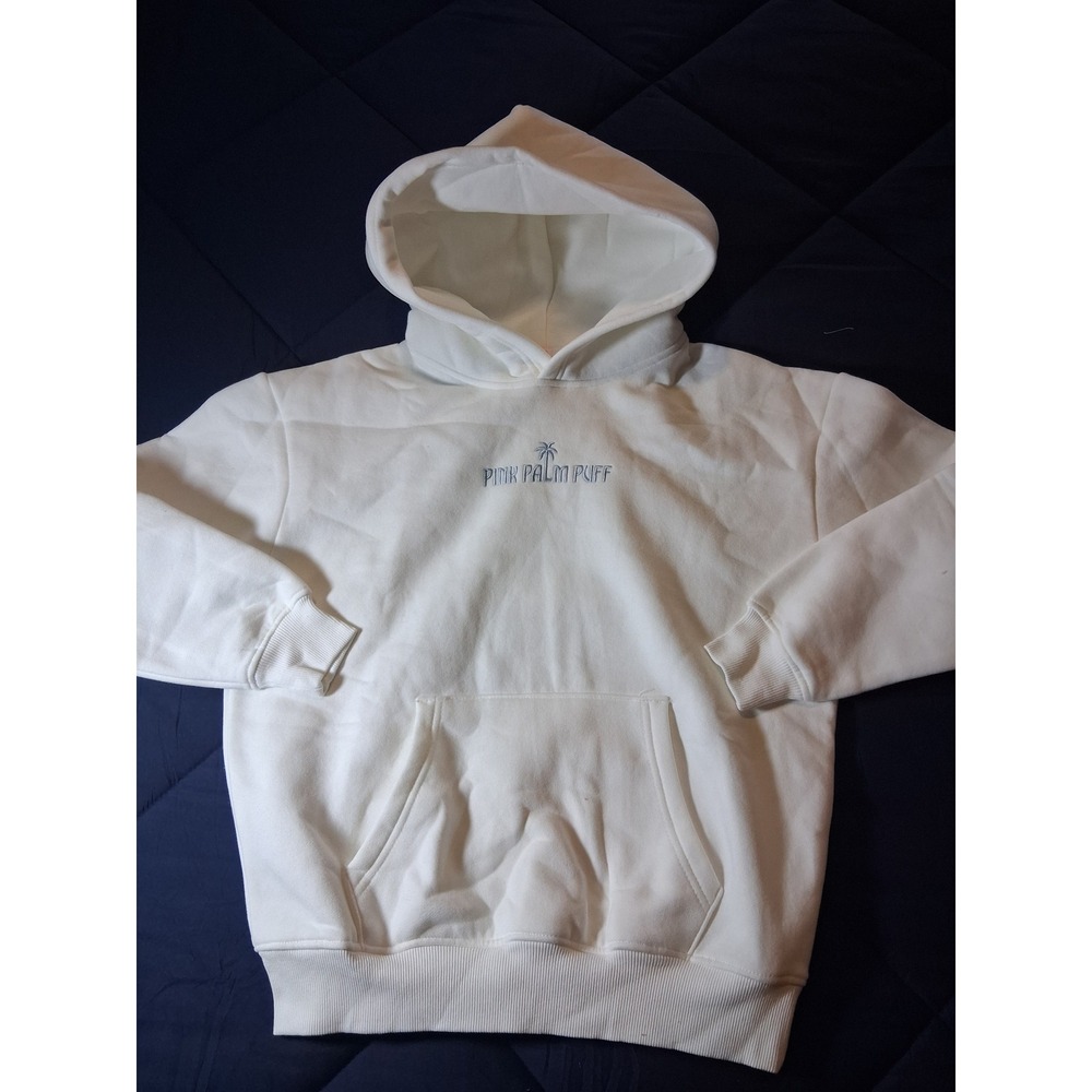Pink Palm Puff Salt Air Classic Hoodie White XXS Oversized Fleece Sweatshirt